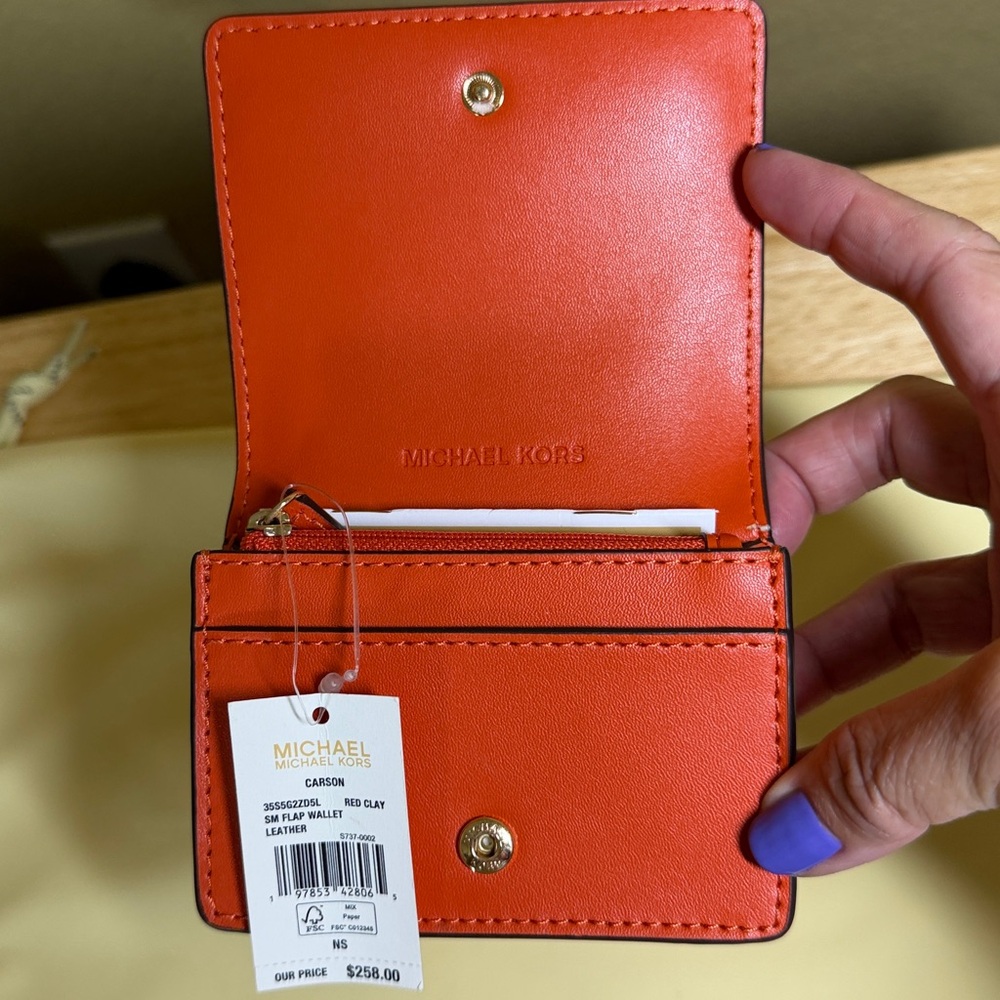 Michael Kors Orange Compact Wallet - Picture 5 of 6